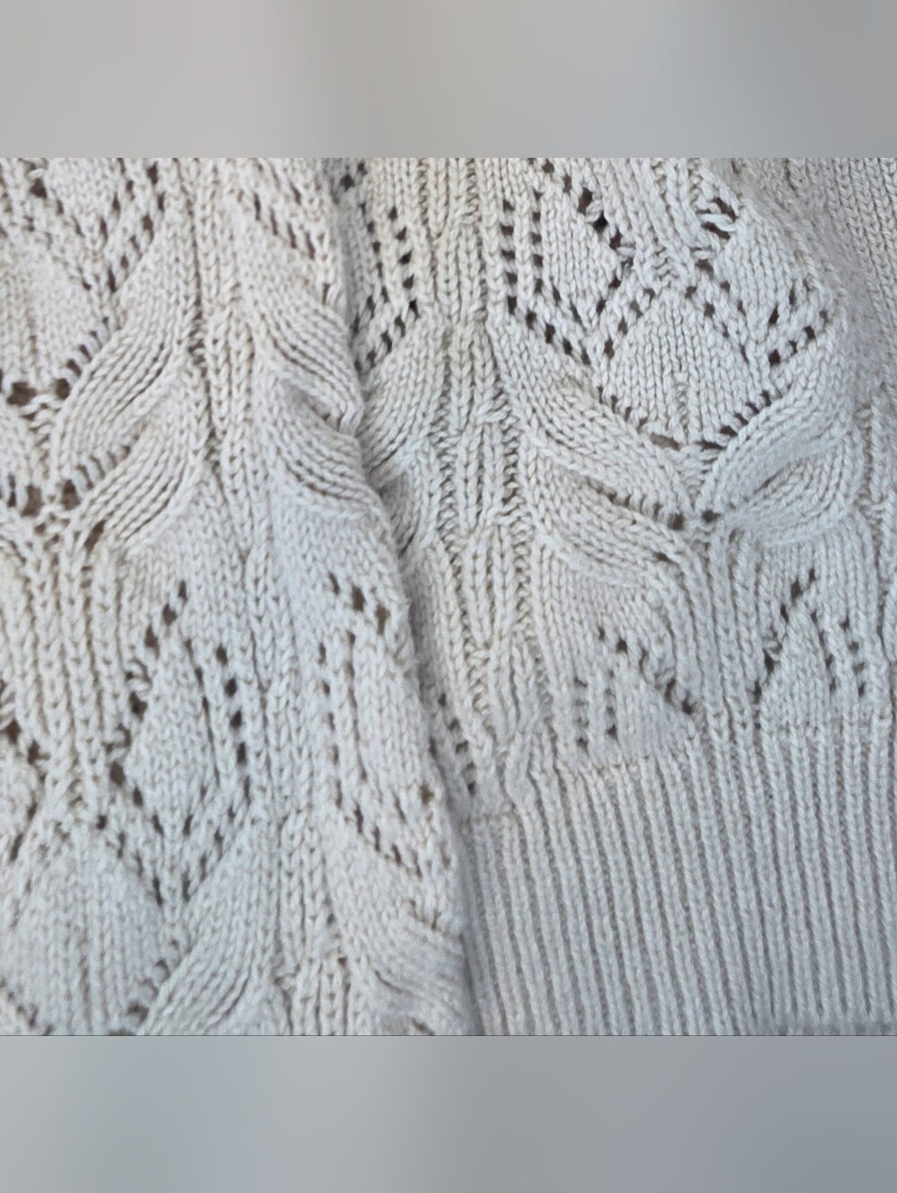 LC Lauren Conrad Open Knit Cable Cardigan Sweater Cream Size M Cottagecore - Picture 3 of 6